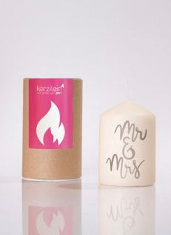 Stumpenkerze klein - MR & MRS