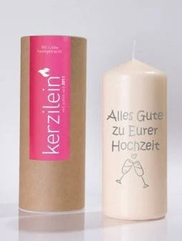 Stumpenkerze groß "Alles Gute zu Eurer Hochzeit"